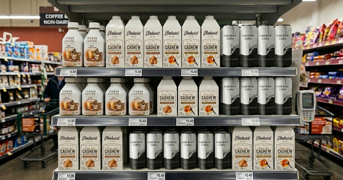 Shelf-ready minimalist beverage packaging for European retail with a bold, clean look