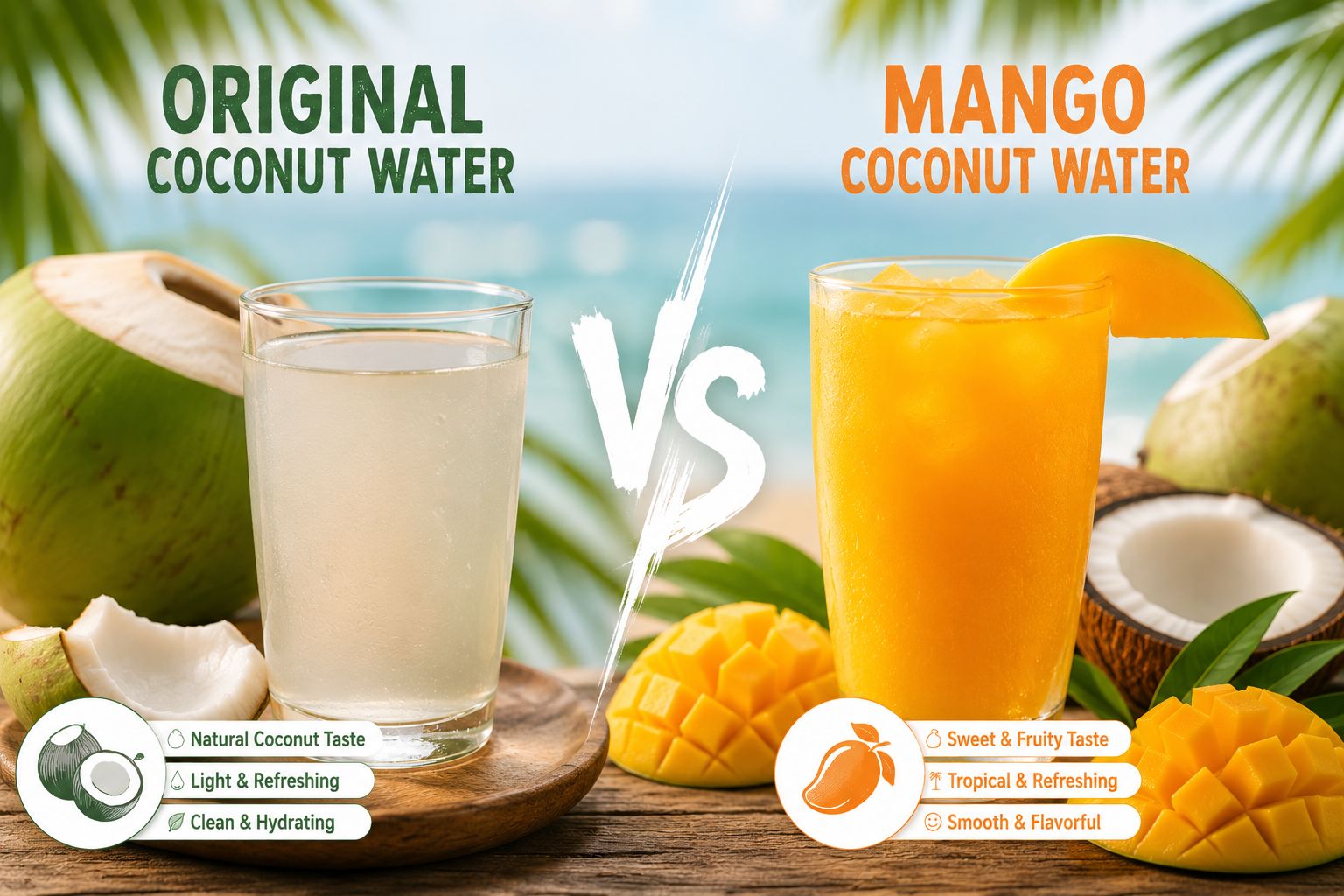 Mango Coconut Water vs Original Coconut Water