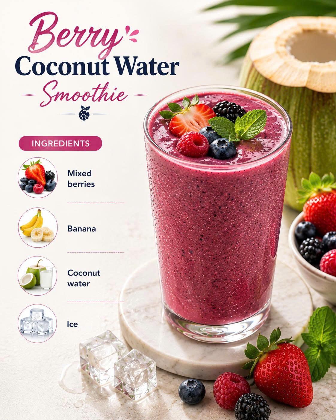 Berries coconut water smoothie
