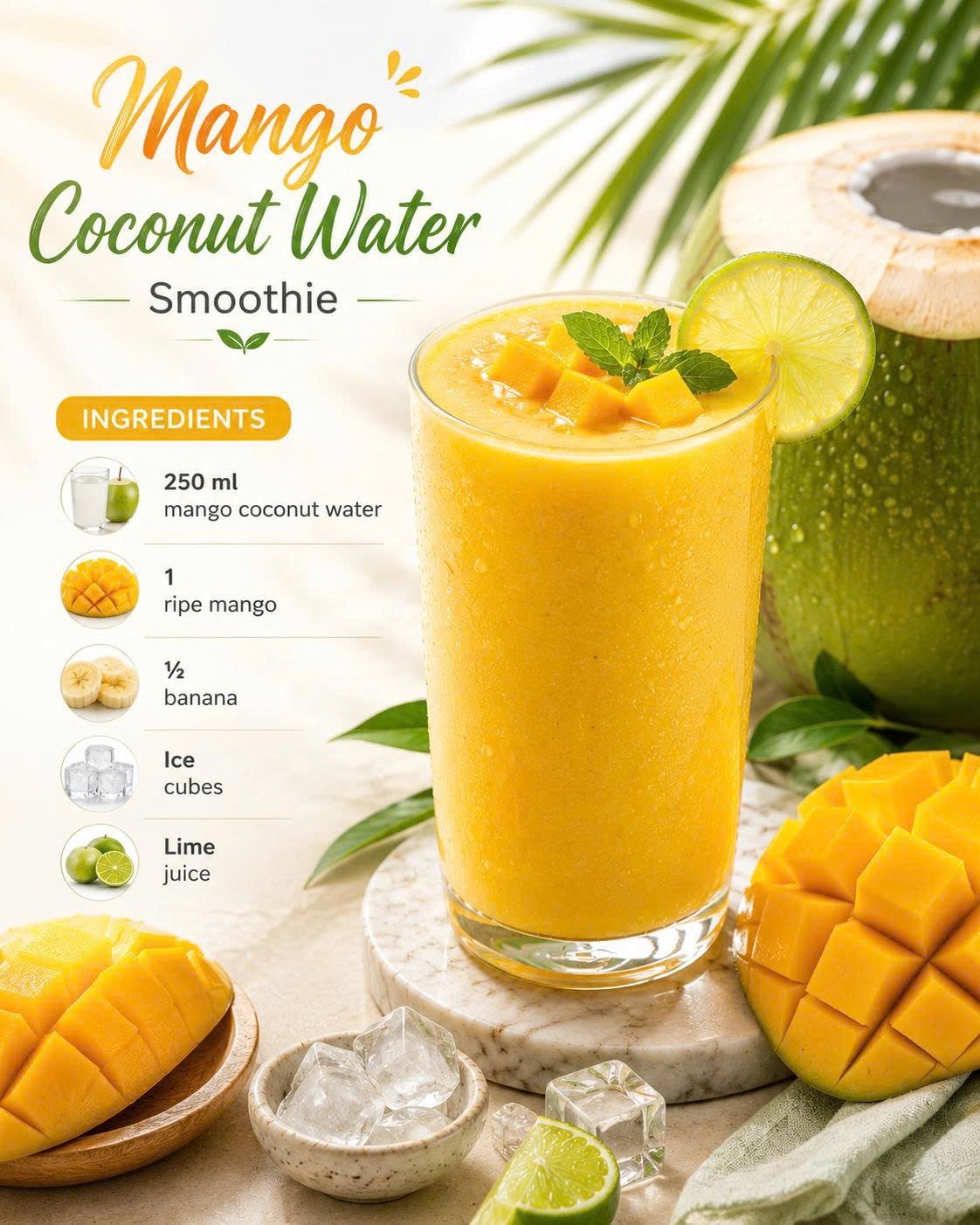 Mango coconut water smoothie